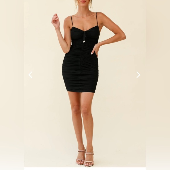 Selfie Leslie Dresses & Skirts - Ruched Bodycon Mini Dress Black